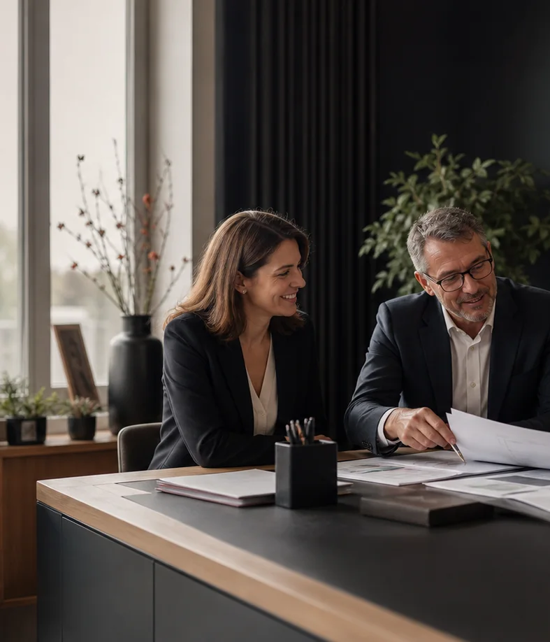 Échange entre un conseiller et ses clients